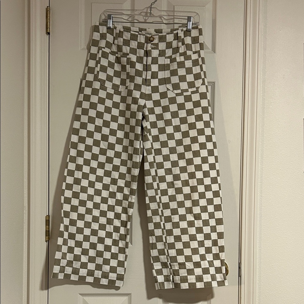 Checkered Light Green and White Women’s Pants